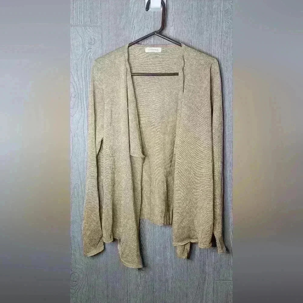 Calvin Klein metallic gold and polyester cardigan size medium